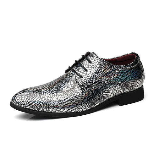 Elegant Patent Leather Derby Shoes for Men – Formal Wedding and Business Office Footwear with Pointed Toe Design, Available in Size 48